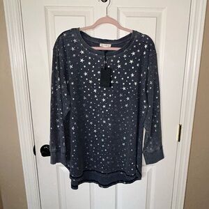 Jane and Delancey Blue Metallic Star Top 🆕⭐️